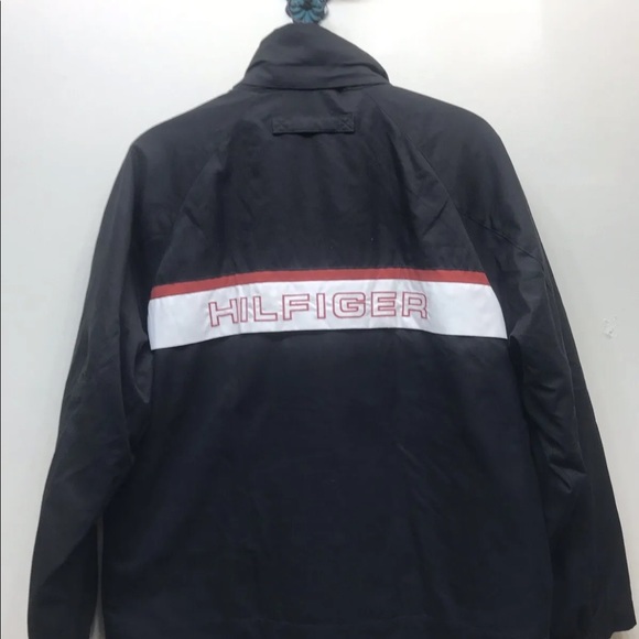 Tommy Hilfiger Men’s Sport Coat Windbreaker Detachable Hood Black Red White M - Picture 6 of 12